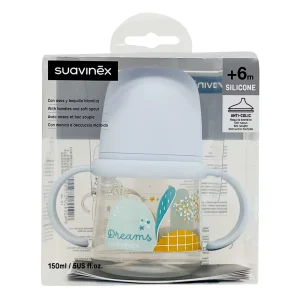 Suavinex Biberon Con Asas Y Tetina Anticólico De Silicona +6M 150 Ml